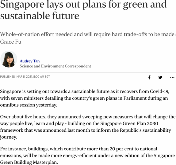 Screenshot of Singapore newspaper