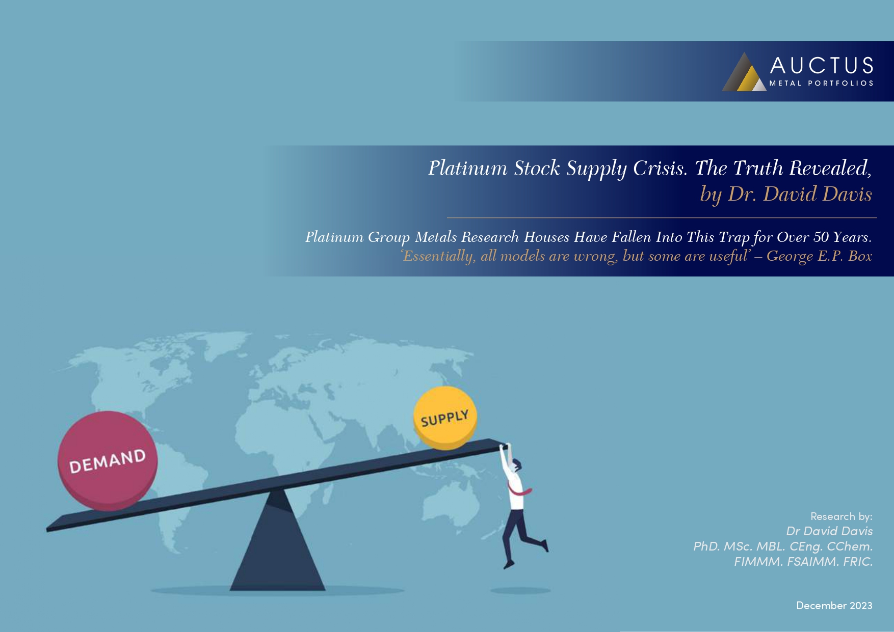 Read more about the article The Platinum Stock Supply Crisis by Dr. David Davis